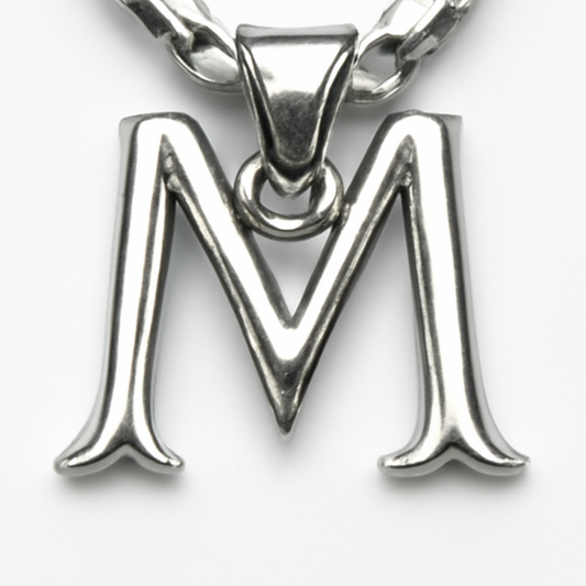 925 Sterling Silver "M" Alphabet Pendant