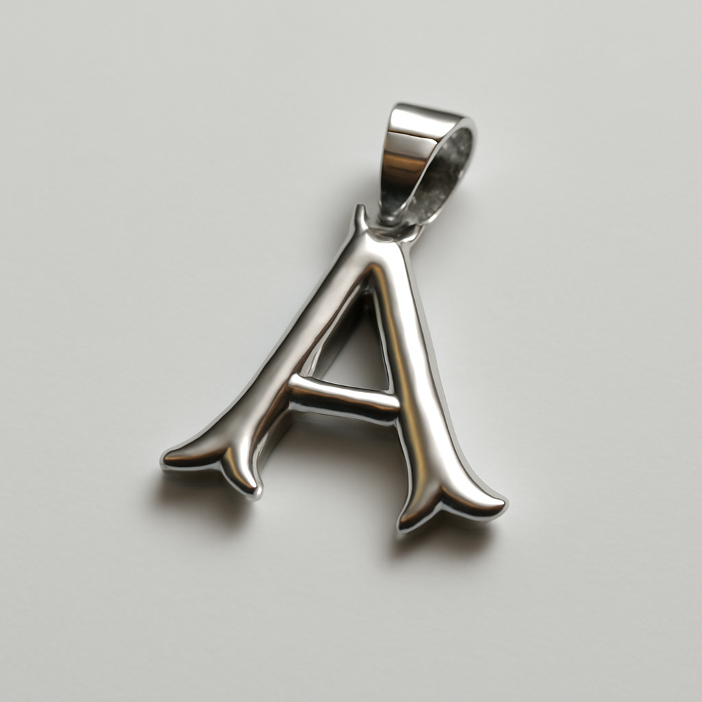 925 Sterling Silver  "A" Alphabet Pendant