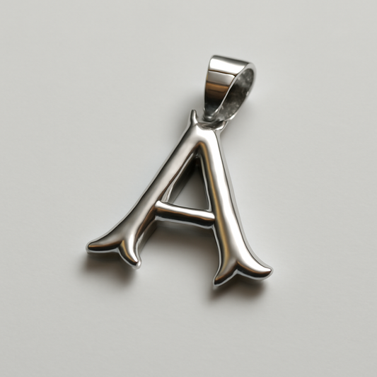 925 Sterling Silver  "A" Alphabet Pendant