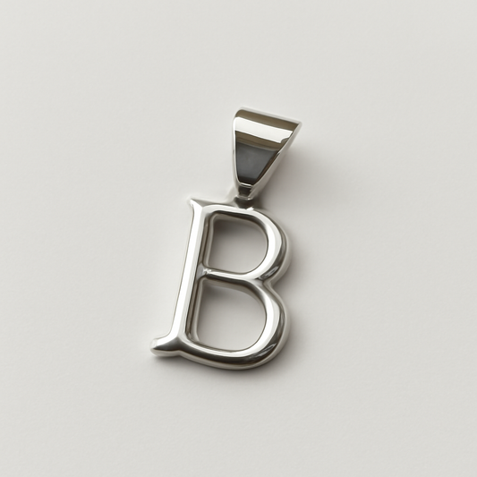 925 Sterling Silver "B" Alphabet Pendant