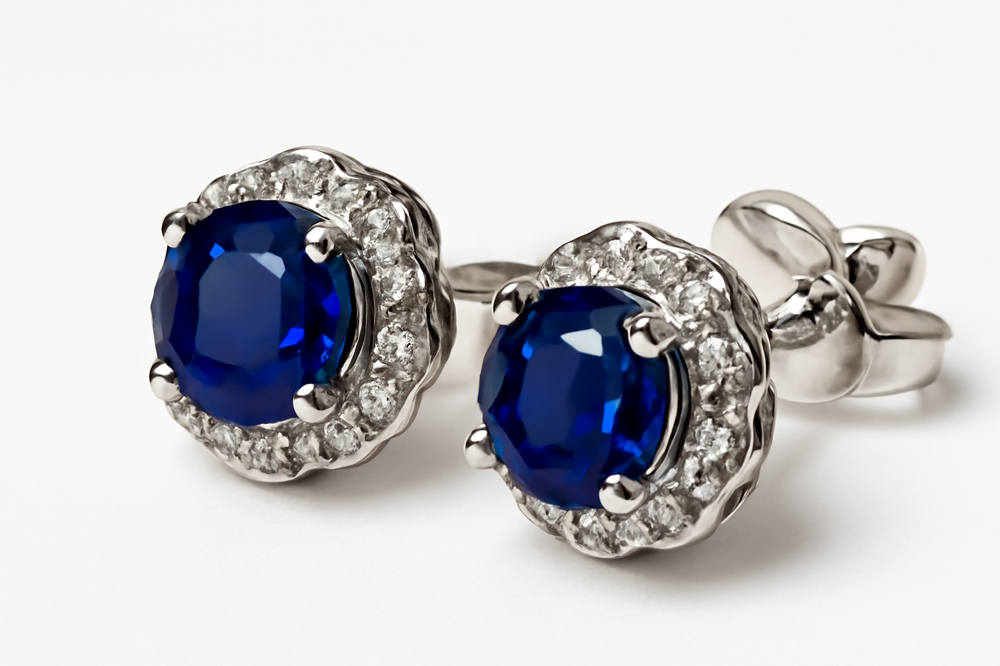 Sapphire Halo Stud Earring