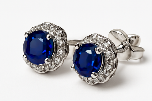 Sapphire Halo Stud Earring