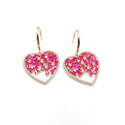 925 Sterling Silver Rose Heart Hoop Earrings for Women