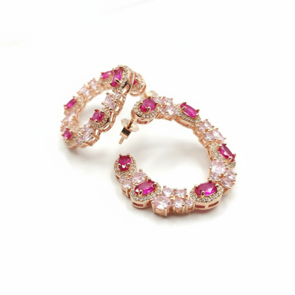 925 Sterling Silver Rose Radiance Hoop Earrings for Women Gift