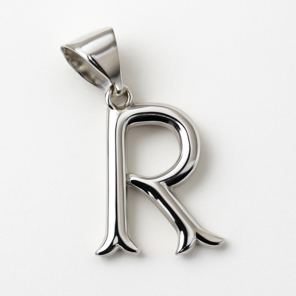 925 Sterling Silver "R" Alphabet Pendant