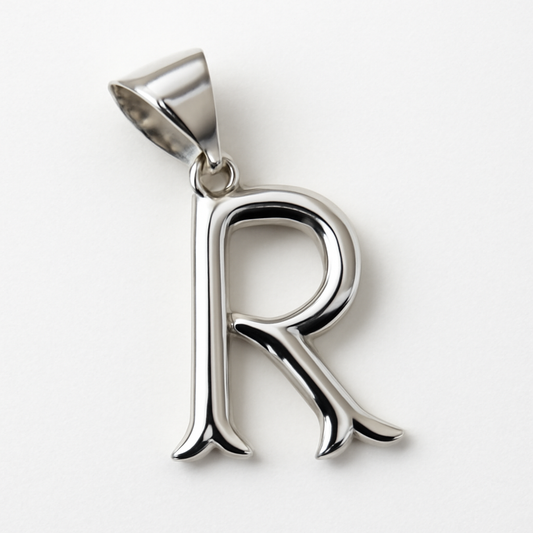 925 Sterling Silver "R" Alphabet Pendant