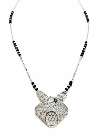 Silver-lated Mangalsutra with a Contemporary pendant