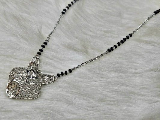 Silver-lated Mangalsutra with a Contemporary pendant