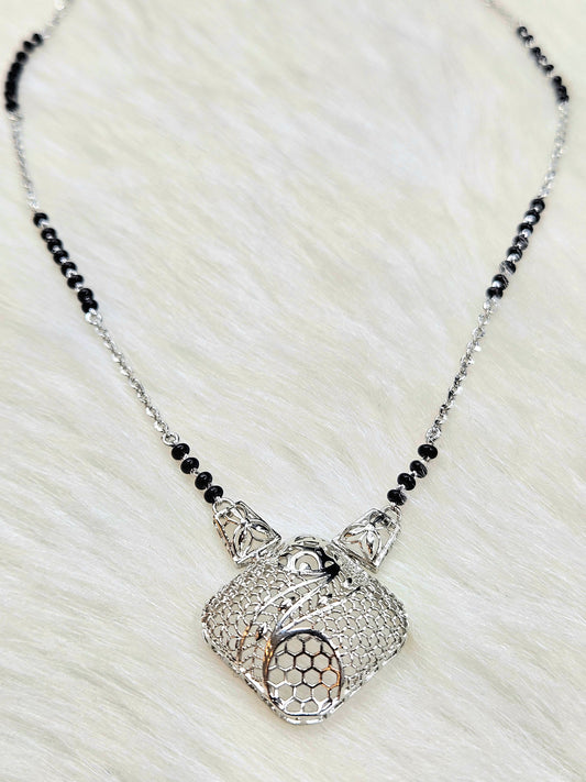 Silver-lated Mangalsutra with a Contemporary pendant