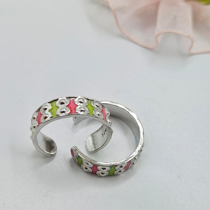 Silver Enamel Toe Ring