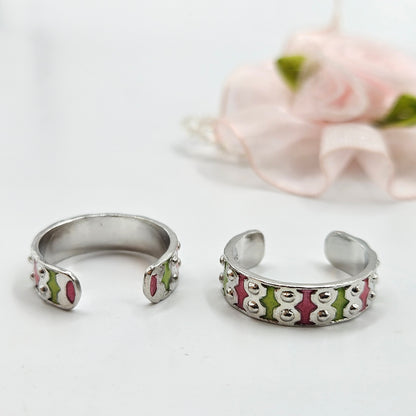 Silver Enamel Toe Ring