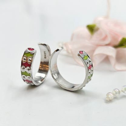Silver Enamel Toe Ring