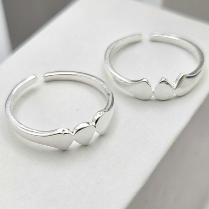 Sterling Silver three-heart adjustable Toe Ring
