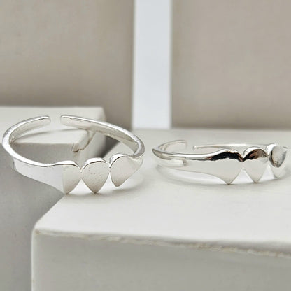 Sterling Silver three-heart adjustable Toe Ring
